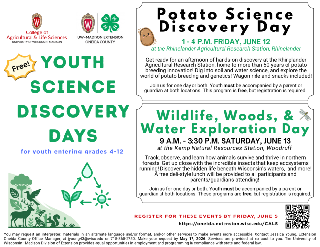 Flyer with program information specified below.